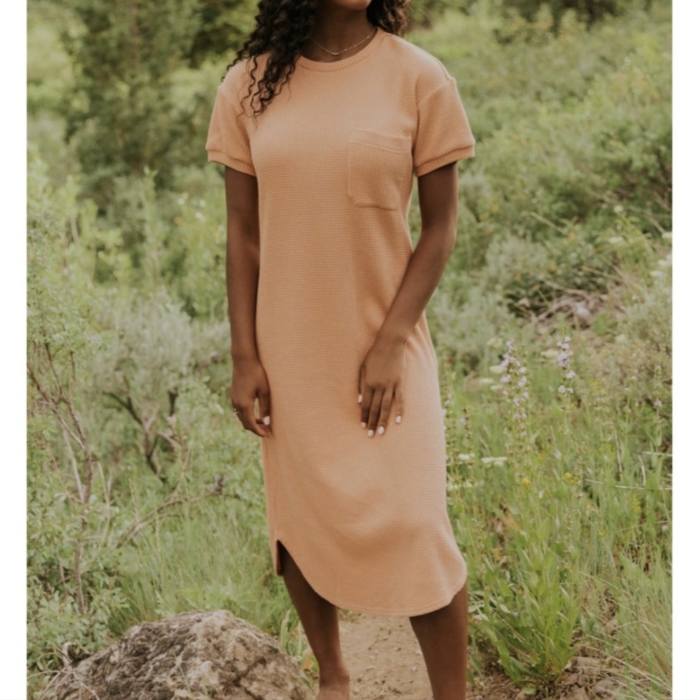 Roolee Mom Joan of Arc Orange Waffle Knit Nursing Friendly Dress